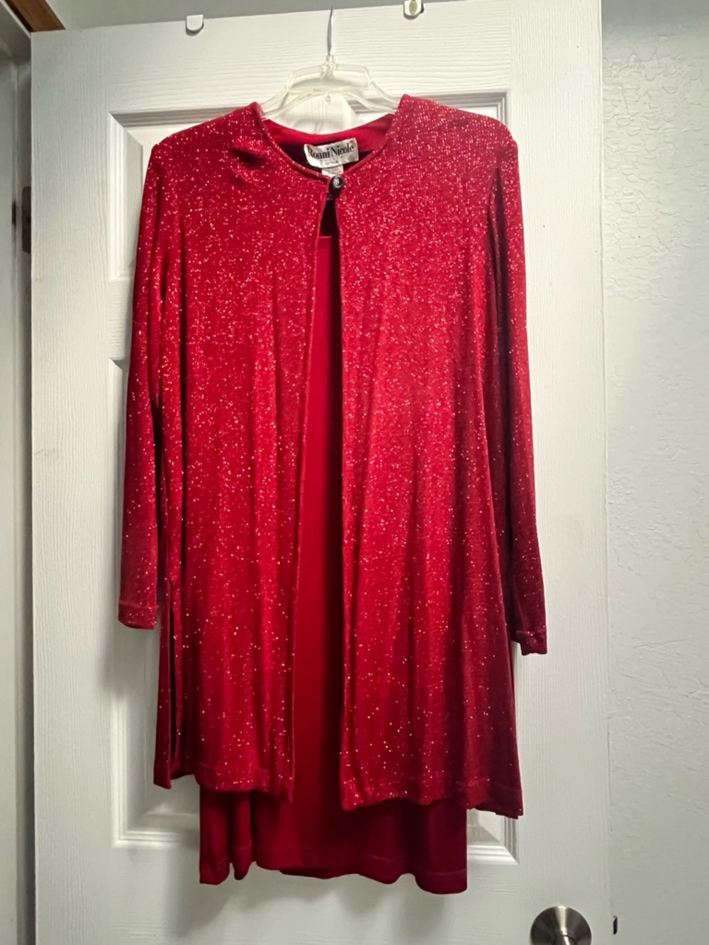Ronni Nicole Red Sparkle Jacket & Dress Set
